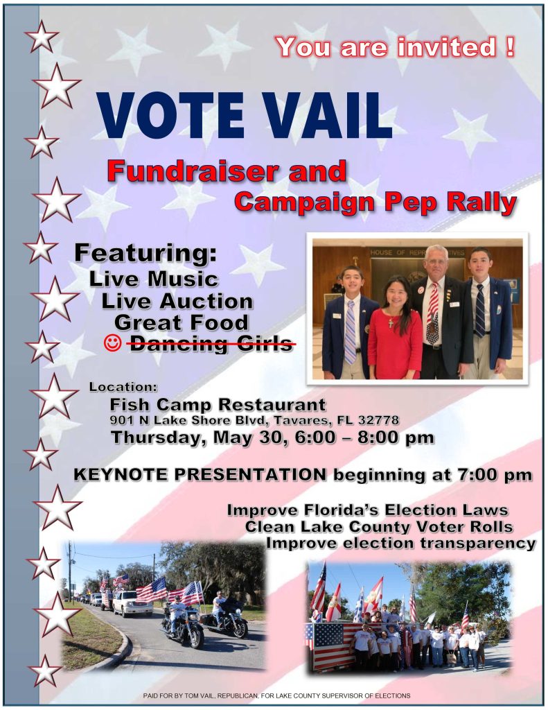 Vote Vail Fundraiser and Rally @ Fish Camp on Lake Eustis
